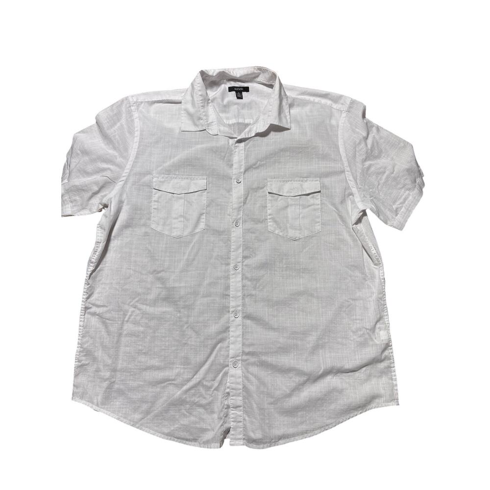 Alfani Mens XL White Short Sleeve Lightweight Button Down Shirt